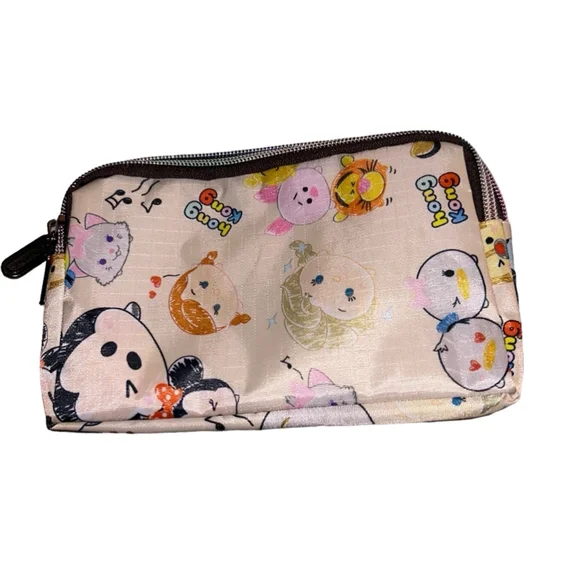 Tsum Tsum Disney’s Characters Beige Waterproof Clutch Wristlet Hong Kong Bag - Picture 5 of 8